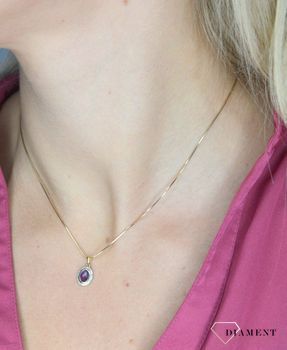 Złota zawieszka 585 DIAMENT ametyst, diamenty 60027177 HSI. Zawieszka DIAMENT złoto, ametyst i diamenty Arenart 60027177 wykonana ze złota próby 585. Zawieszka ze złota próby 585 z ametystem i diamentami  (11).JPG